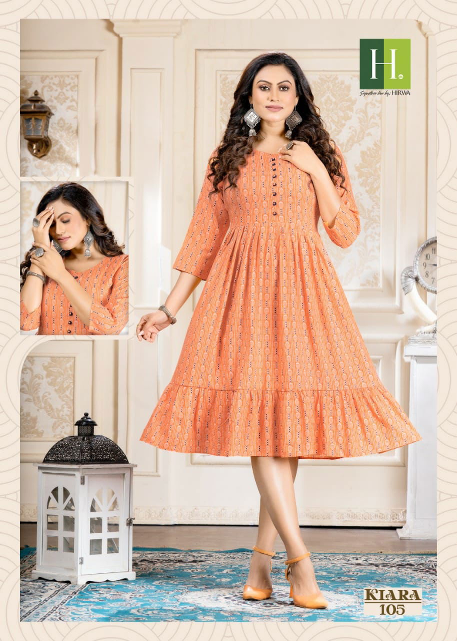 Hirwa Kiara Regular Wear Wholesale Printed  Designer Kurtis
